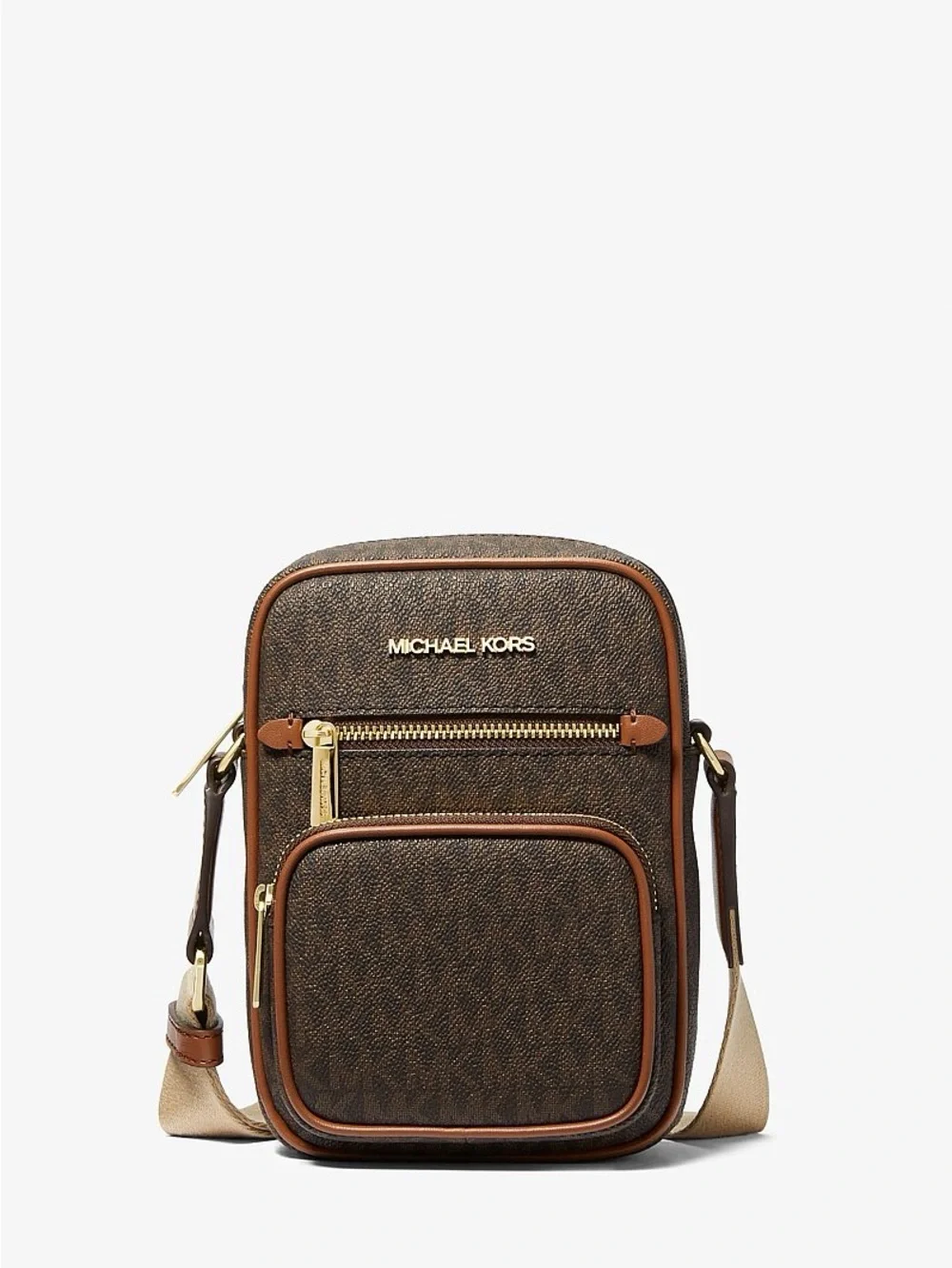 Michael Kors Jet Set Medium Signature Logo Crossbody Bag Brown NWT